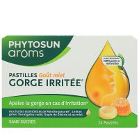 Gorge irritée goût miel 24 pastilles