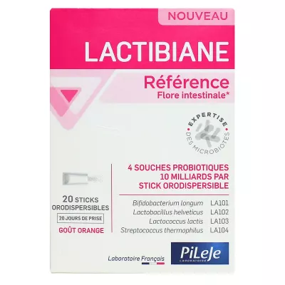 Lactibiane Référence flore intestinale goût orange 20 sticks