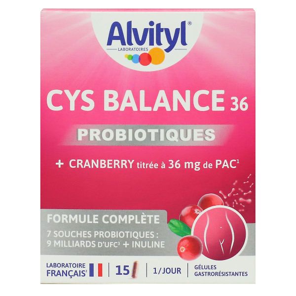 Cys Balance 36 probiotiques + cranberry 15 gélules