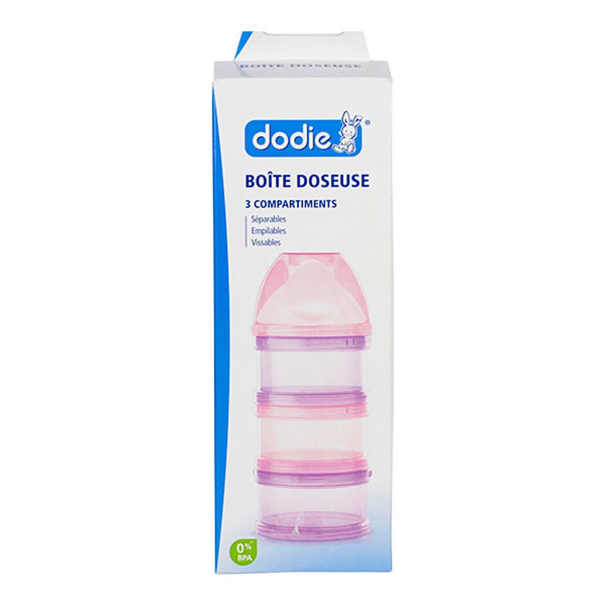 Boîte doseuse de lait en poudre 3 compartiments Dodie - transport lait bébé