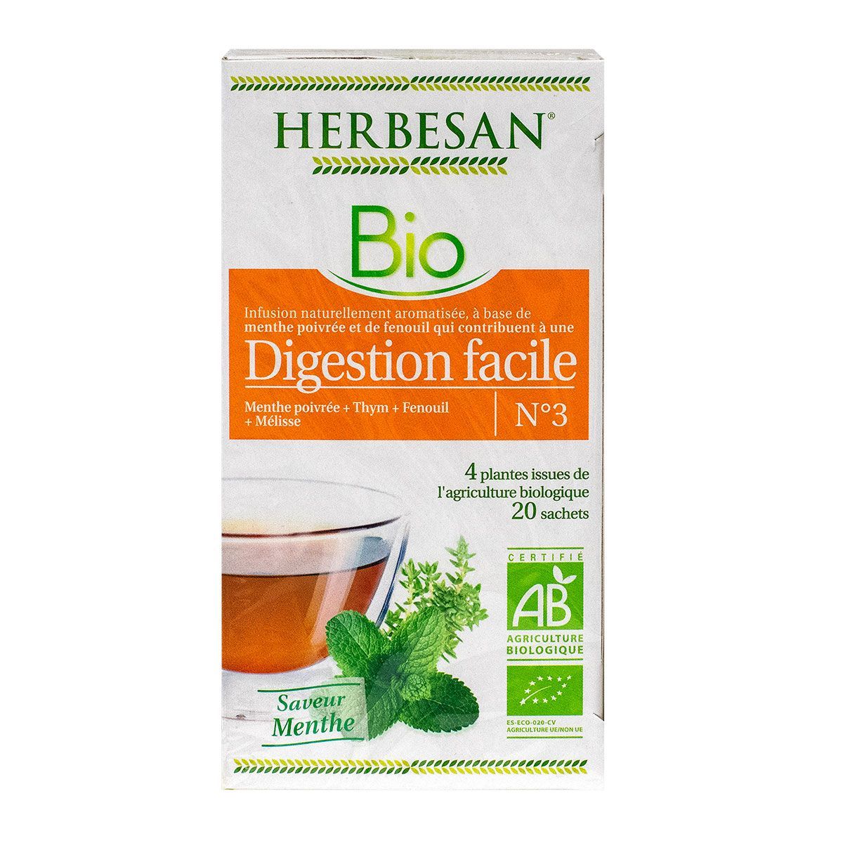 Infusion bio digestion facile 20 sachets est une infusion bio aromatisée  favorisant la digestion.