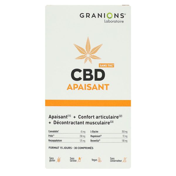 CBD apaisant décontractant et confort musculaire 30 comprimés