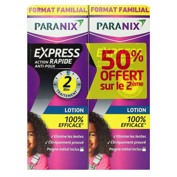 Express 2mn action rapide lotion anti-poux 2x195ml