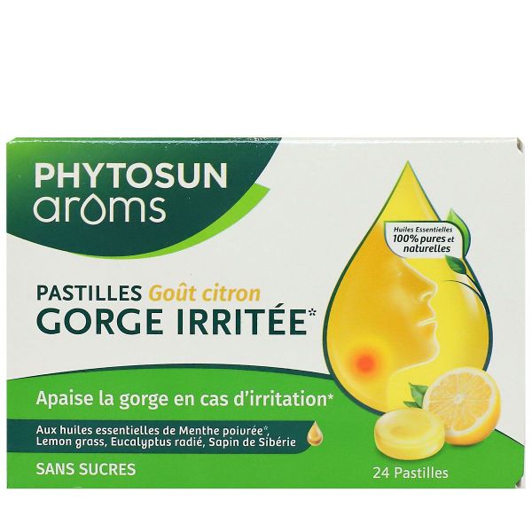 Gorge irritée goût citron 24 pastilles