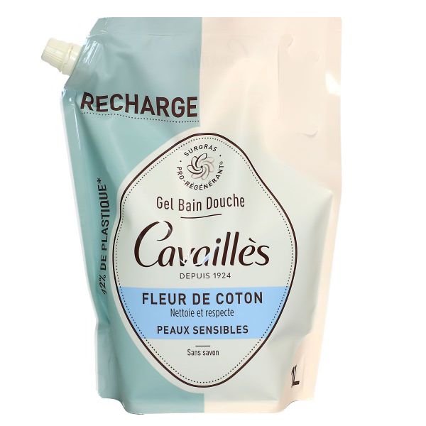 Recharge gel bain douche peau sensible fleur de coton 1 Litre