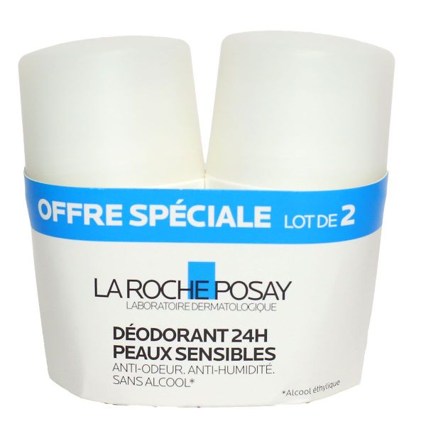 Déodorant bille 24h peau sensible anti-odeur anti-humidité sans alcool 2x50ml