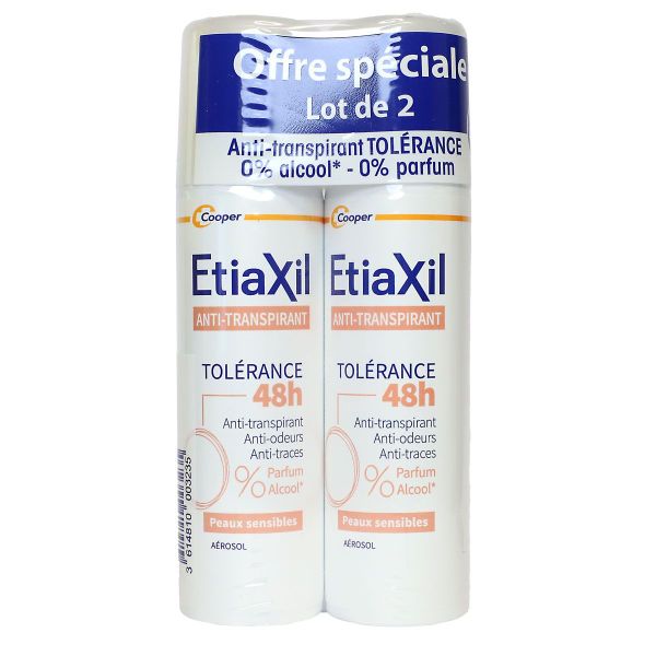 Anti-transpirant déodorant aérosol 48h tolérance peau sensible 2x150ml