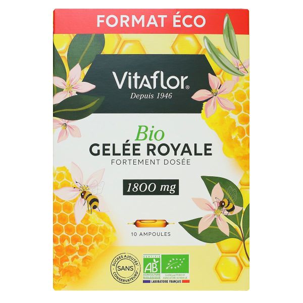 Gelée royale bio 1800mg 10 ampoules